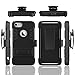 Comsoon iPhone 7 Case, Heavy Duty Shockproof Armor Drop Protection Case Cover with Card Slot, Built-in Kickstand + Swivel Belt Clip Holster for Apple iPhone 7 (Black)