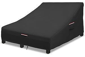 Okcool 100% Waterproof Patio Double Wide Chaise Lounge Chair Cover, 600D Tough Canvas 80 Inch Outdoor Chaise Lounge Covers,Black