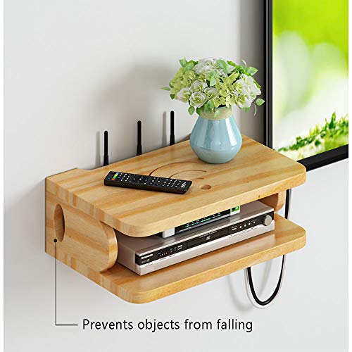 SHPEHP Wall Mount Shelf Media Console Entertainment Shelf Bracket Stand for AV Receiver/Xbox/Cable Boxes/Gaming Systems, Floating TV Stand Cabinet-Coffee-S
