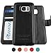 Amovo Case for Galaxy S7 Edge [2 in1] [Detachable Wallet Folio] [2 in 1] [Premium Vegan Leather] S7 Edge Wallet Case with Leather Strap Gift Box Package (Black)