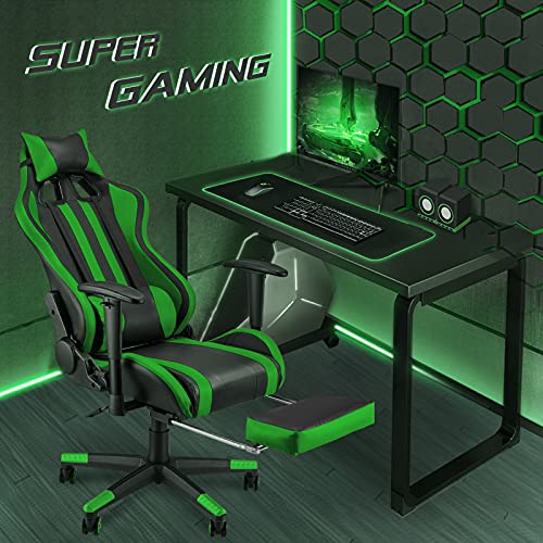 Soontrans-Silla-Gamer-Ergonomica-Sillas-Gaming-con-Reposapies-Reposacabeza-y-Cojin-Lumbar-Reposabrazos-Ajustable-Carga-maxima-de-150-kg-Verde