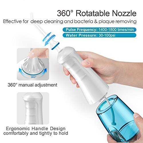 iTeknic Water Flosser for Teeth, 300ml Professional Cordless Dental Oral Irrigator with 5 Jet Tips Teeth Cleaner for Braces, 3 Modes, IPX7 Waterproof for Home Travel, USB Rechargeable