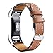 Mornex band Compatible with Fitbit Charge 3 Band & Charge 3 SE Leather Straps, Adjustable Genuine Classic Replacement Wristband for Charge 3 Fitness Accessories with Metal Connectors, Brown