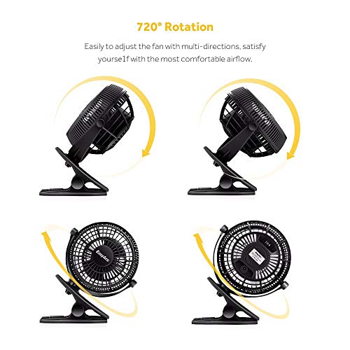 Camping Fan, EasyAcc USB Camping Fan with LED Lantern 2 Speeds Portable