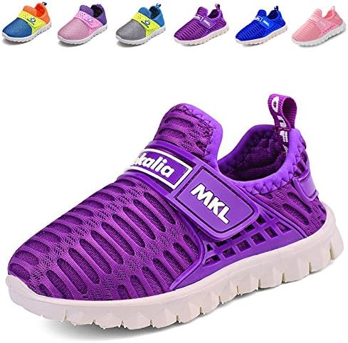 LINE BLUE Pure Color Kids Shoes Breathable Sneakers For Autumn and Winter Fashion Slip-On(Toddler/Little Kid/Big Kid) QDTX01,Purple,26