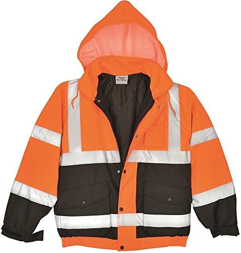 AW Direct HWP73 Hi-VIS ANSI Class 3 Water-Repellent Bomber Jacket, Orange, 2XL