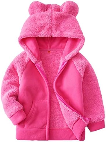 AMIYANBear Ears Shape Fleece Warm Hoodies Clothes Toddler Zip-up Light Jacket Sweatshirt Outwear For Baby Boys