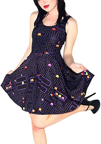 TRENDY STYLISH Women Pacman Retro Gamer Girl Geek Friki Skater Dress