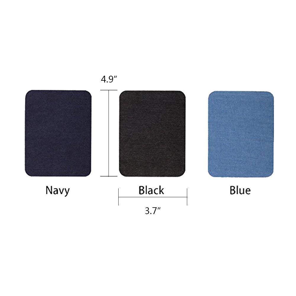 18 Pcs Iron On Denim Patches,No-Sew Shades Patches,Iron-on Repair Patches Kit for Clothing Jeans, 3 Colors (4.9 x 3.7 inch)
