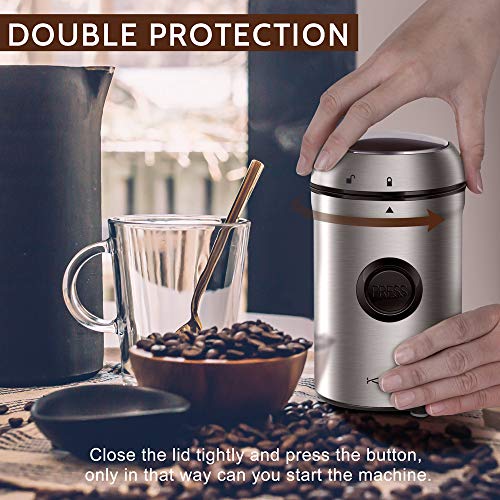 KYG Kaffeemühle 200W Elektrische Propellermühlen mit 25000 U/min Leistungsstarker Motor 80g Kapazität Sicherheitsschloss… – Bild 8