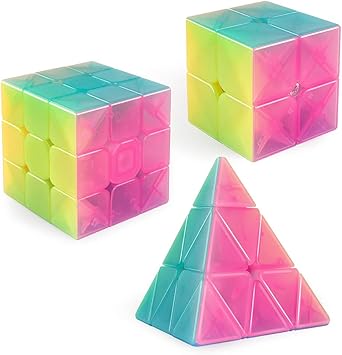 D Fantix Qiyi Jelly Speed Cube Set Qiyi Qidi S 2x2 Qiming Pyramid 3x3x3 Warrior W 3x3 Stickerless Magic Cube Bundle Puzzle Toys