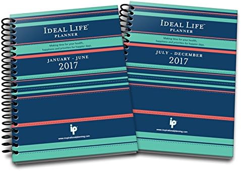 2017 Ideal Life Planner Coral Blue Stripe January to December (two six month books)