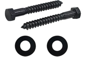 Evecad 10PCS 3/8" x 3" Hex Head Lag Screws, Stainless Steel Black Lag Bolts, Heavy Duty Lag Bolts, Washers Included