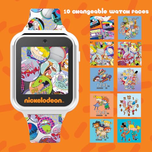 Accutime Nickelodeon Educational Learning Touchscreen Kids Smartwatch - Multicolor Strap Toy - Girls, Boys, Toddlers - Selfie Cam, Games, Alarm, Calculator, Pedometer (Model: NIC4025AZ)