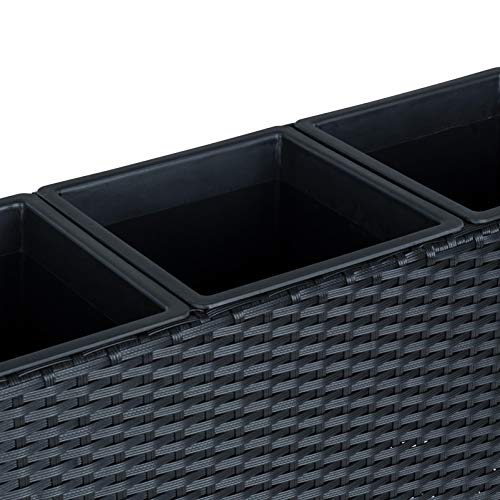 ESTEXO Pflanzkübel Blumentopf Poly Rattan Blumenkübel Hochbeet Übertopf Gartenmöbel (Schwarz) – Bild 5