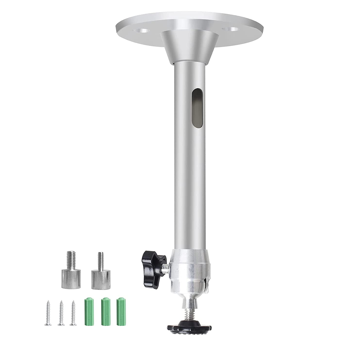 Drsn Mini Projector Mount for Ceiling or Wall, 3.5kg Load Capacity/ 360° Rotatable Heads/ 90° Tilt Angle, For Projectors/CCTV/DVR Cameras（17.5cm/ Silver）