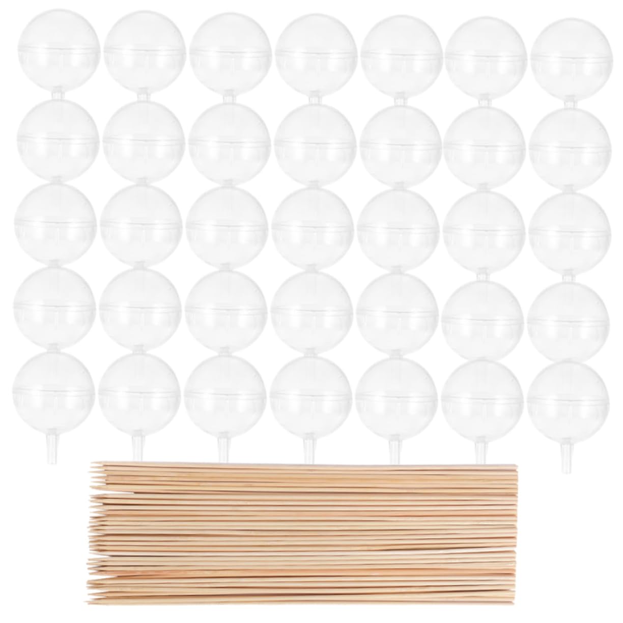 EXCEART Chocolate Ball Cup Candy Holder 100Pcs Clear Truffle Cups with Bamboo Sticks for DIY Wedding Bouquet Packaging and Party Cake Decoration