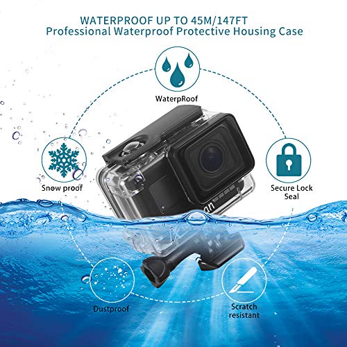 Artman Housing Case Filter Kit for GoPro Hero 7 Hero 6 Hero 5 Black, Waterproof Case Diving Protective Housing Shell + 3 Pack Filter + 24 Anti-Fog Insert + Bracket Accessories