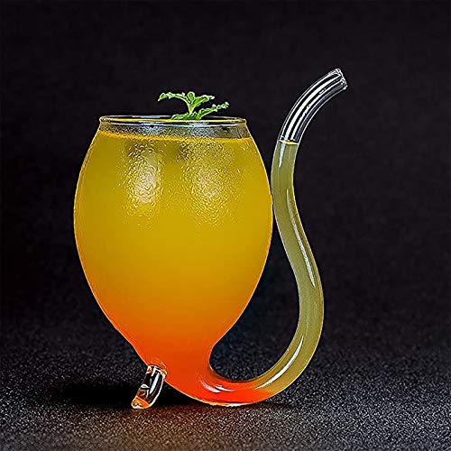 OMKMNOE Cocktailgläser, Partygläser Mit Trinkhalm/Glasstrohhalm Im 2Er-Set Edles Design Füllmenge,Clear – Bild 6