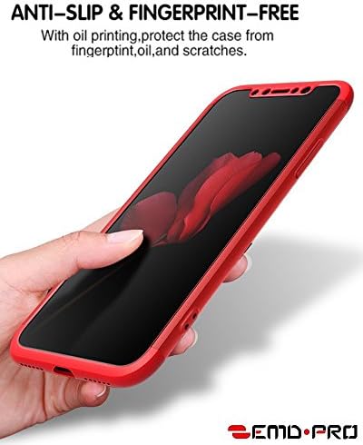 iPhone X Case, EMDPro iPhone 10 Ultra-Thin Armour Defender Anti-Slip Scratch Fingerprint Dust Shock-proof Protective Case Cover Hard Red Black Back Cover Best Case New 2018 Design (Solid Red)