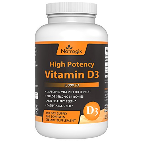 Vitamin D3 5,000 IU Supplement, High Potency, Good for Healthy Bones and Teeth + Calcium Absorption + Immune systems, 360 Softgels,360 Day Supply Vitamin D3 5,000 IU Supplement, High Potency, Good for Healthy Bones and Teeth + Calcium Absorption + Immune systems, 360 Softgels,360 Day Supply