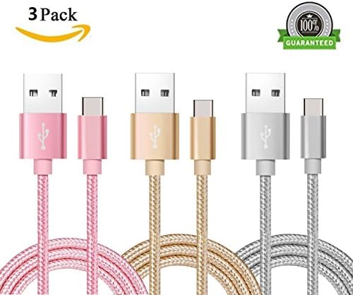 Type C Cable, AWOGER 6ft/2m USB Type C to Type A Cable Nylon Braided Charge Charging Cable for Samsung Galaxy S8,S8 Plus, ZTE Zmax Pro Z981, Google Pixel/Pixel XL, Nexus 6p/5X, LG G6