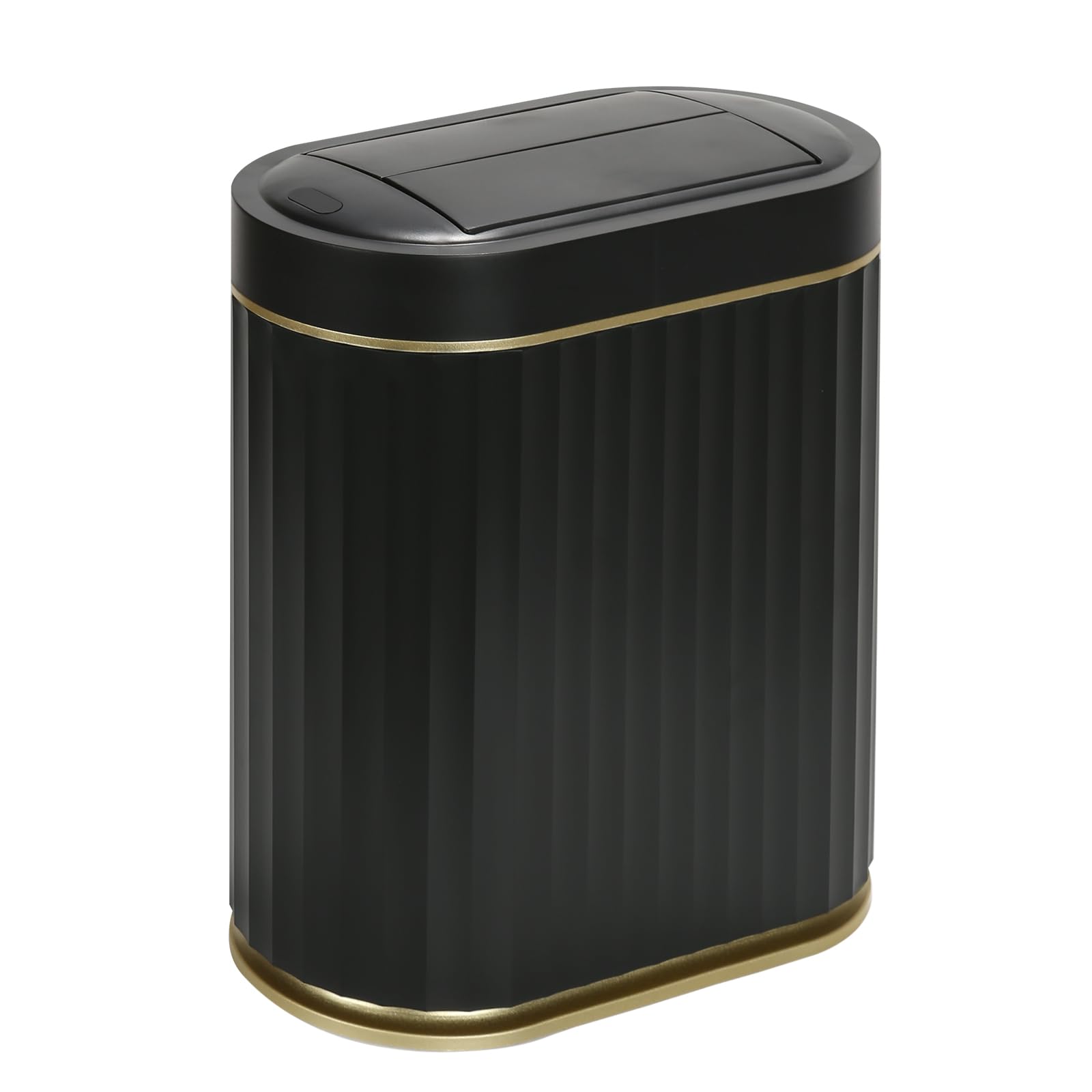 Photo 1 of SYNCVIBE Bathroom Trash Can with Lid Butterfly 2 Gallon Sensor Trash can, IPX5 Waterproof Garbage Can, Automatic Slim Trash Bin, Under-Counter Wastebasket Bathroom Decor for Kitchen, Black Gold