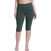 Gottex Modest Women’s Solid Khaki Leggings with Contrast Stitching and Elastic Waistband Designed for Swimwear Comfort