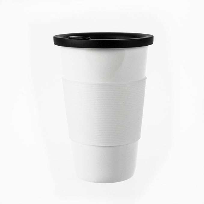 von Einhorn® - Coffee To Go | Keramikbecher | Kaffeebecher + TPE-Deckel und Verbrühschutz | aus Porzellan | 1 Stück | 350ml