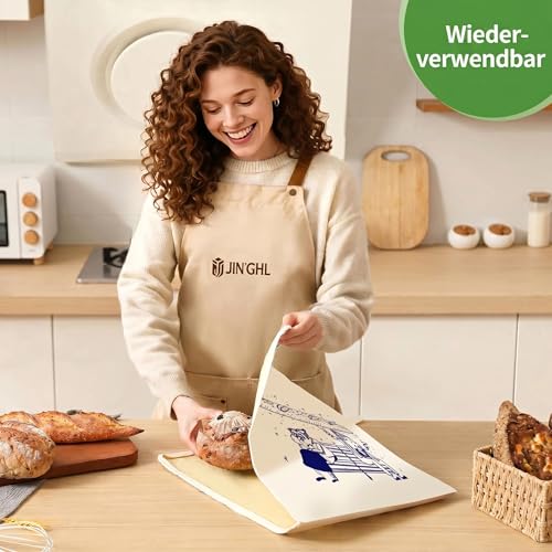 Bread Bags, Pack of 2 43.2 x 33 Reusable Beeswax Bread Bags, which can be used for Bread, Fruit and Vegetables and Others, Food Storage Bags to Stay Fresh