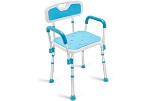 Health Line Massage Products Shower Chair with Back for Seniors, Bathtub Seat with Removable Arms for Handicap, Disabled & Elderly - Adjustable Shower Bench for Tubs (FSA or HSA Eligible)
