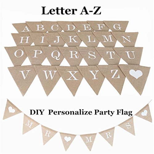 Happlu Personalize Party Flag Letter A Z No 0 9 Diy Jute Burlap