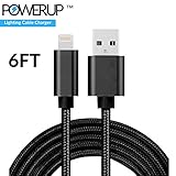 iPhone Charger Cable (6ft) Apple Certified Lightning Cable for iPhone X / 8 / 7 / 7 Plus / 6 / 6 Plus / 5S (Black) by PowerUp