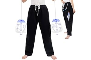 Siomlana Catheter Pants for Men Women,Catheter Leg Bag Pants,Urine Bag Holder Pant,Double Zippered Pockets Holding 2000ml Catheter Bags(Black,L)