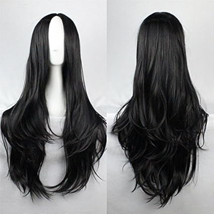 75cm Long Hair Heat Resistant Curly Cosplay Wig Black Amazon Co