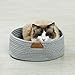 Cat Bed Basket Nest Round Cotton Rope Woven Warm Medium,Pet Sleeping Bed House Cute Fun Scratcher Scratching Scratch Mat Pad for Puppy Small Dogs Indoor Play Eco Washable Winter Summer (Gray)