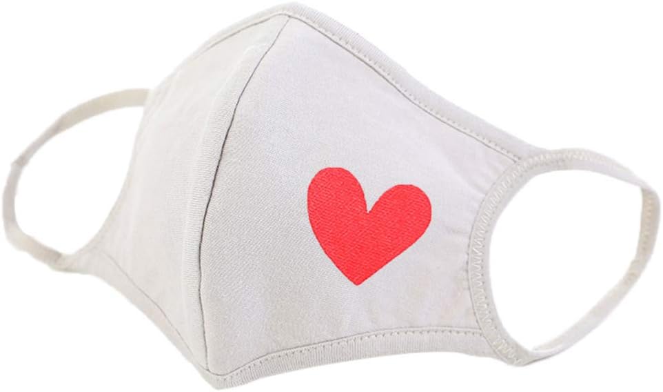 Dinfoger Fashion Personality Cotton Mask Cute Cartoon Stereo Breathable Men Women Masks with Gray Love