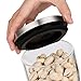 #1 - ELEMENTAL KITCHEN - Airtight Borosilicate Glass Storage Container Set - One Button Seal - Set of 4 - Highest Quality, Stacking & Precision Crafted Jars, New Brushed Stainless Steel Lid