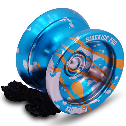 Sidekick Yoyo Pro Blue Silver Gold Splashes Professional Aluminum