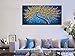 OKBONN Large Gold and Blue Oil Paintings Modern Framed Tree Art 3D Hand Painted Artwork Abstract Flowers Pictures on Canvas Wall Art Ready to Hang for Living Room Bedroom Home Decor(24X48 inch)