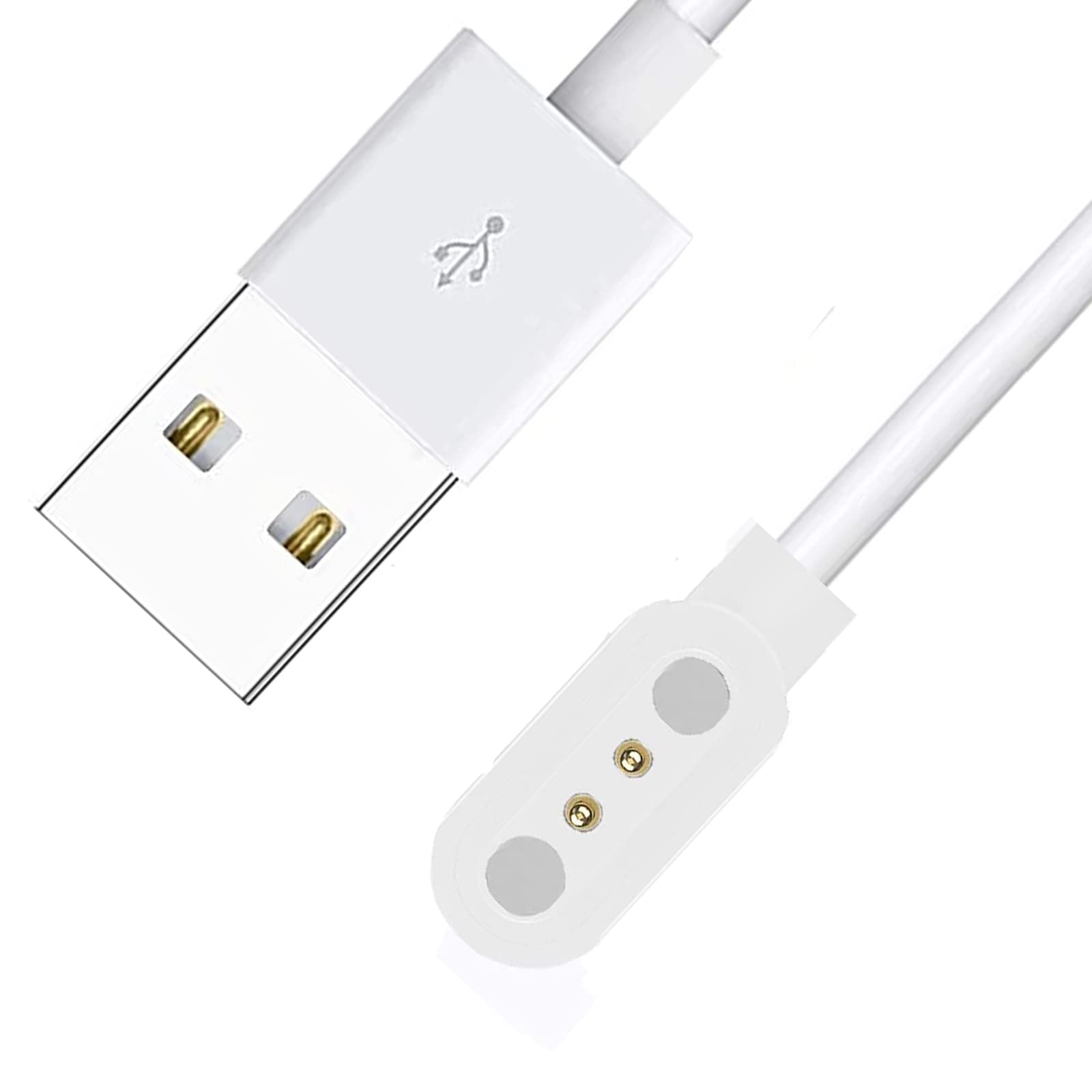 For ID208 Plus Smart Watch Charger - 2 Pin Magnetic USB Replacement Compatible With WMK, Quican, Veryfit ID208 Plus Smart Watch (White)