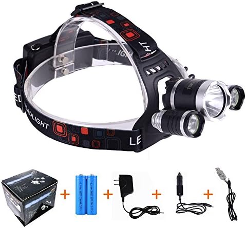 TOPIA STAR Multifunction Rechargeable Waterproof Camping Headlamp with Three Light Source
