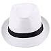 Elee Unisex Kids Straw Trilby Fedora Cap Jazz Hat Short Brim Sunhat (#1 White)