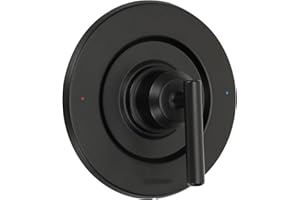 LANMUN Matte Black Shower Handle Compatible with moen T2901BL Black Shower Trim Kit, Easy to Install, Round Matte Black Shower Handle Trim Kit Only, Requires 2510 valve