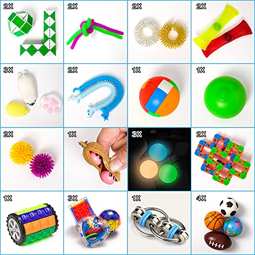 Fidget Toys, 32 Pcs Sensory Toys Set, Fidget Pack with Stress Ball Marble Mesh and More, Relieves Stress and Anxiety Fidget Toy for Children/ Adults/ ADHD/ Autism, Gifts for Birthday/ Classroom Reward