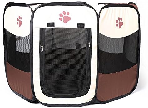 Daisy1993 Portable Foldable Pet Playpen Exercise Kennel, Easily Sets Up &amp; Folds Down &amp; Space Free, Best Indoor and Outdoor Pen for Dog/Cat/Puppy (S)