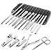 Manicure Set, TusKou 17 In 1 Stainless Steel Professional Pedicure Kit Nail Scissors Grooming Kit Gift for Men/Women with Black Leather Travel Case (17 Piece)