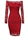 HiQueen Women's Floral Detail Crochet Midi Dress (Red, S)