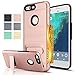 Google Pixel Xl Case, AnoKe [Credit Card Slots Holder][Not Wallet] Kickstand Hard Plastic PC TPU Soft Hybrid Shockproof Heavy Duty Protective Holster For Google Pixel Xl KC1 Rose Gold