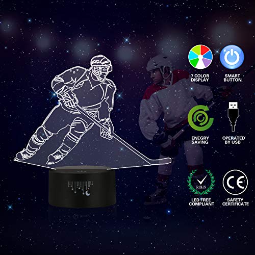 Hockey Night Light for Kids, Led Lights 3D Optical Illusion Lamp